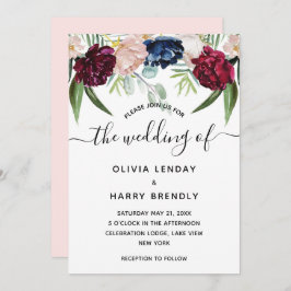 Invitación Boda elegante floral acuarela rústica