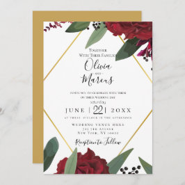 Invitación BODA | Elegante Floral Borgoña Marsala 2