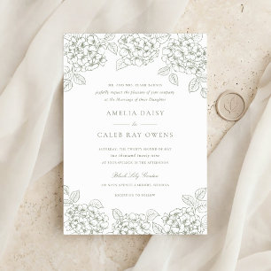 Invitación Boda elegante floral de hortensia verde en marco