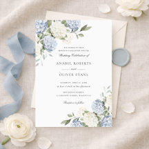 Boda elegante floral de hortensias azules y follaj