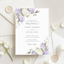 Boda elegante floral de hortensias moradas y folla