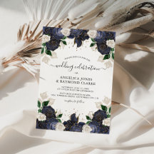 Boda elegante floral de Navy y Blanco