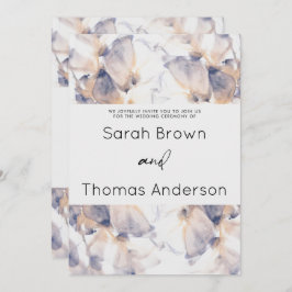 INVITACIÓN BODA ELEGANTE FLORAL DE PATELES BLANCO Y AZUL