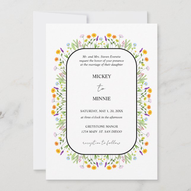 Invitación Boda elegante floral de primavera (Anverso)