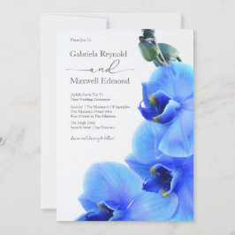 Invitación Boda Elegante Floral Love Blue Orchids