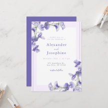 Boda elegante floral morada y geométrica plateada