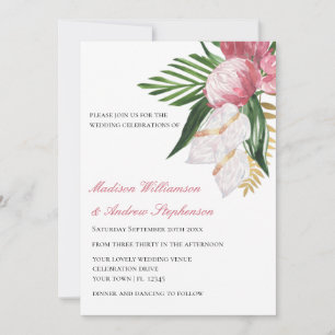 Invitación Boda Elegante Floral Paraíso Tropical