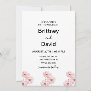 Invitación Boda elegante floral rosa claro