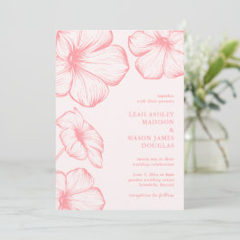 Invitación Boda elegante floral rosa Leah