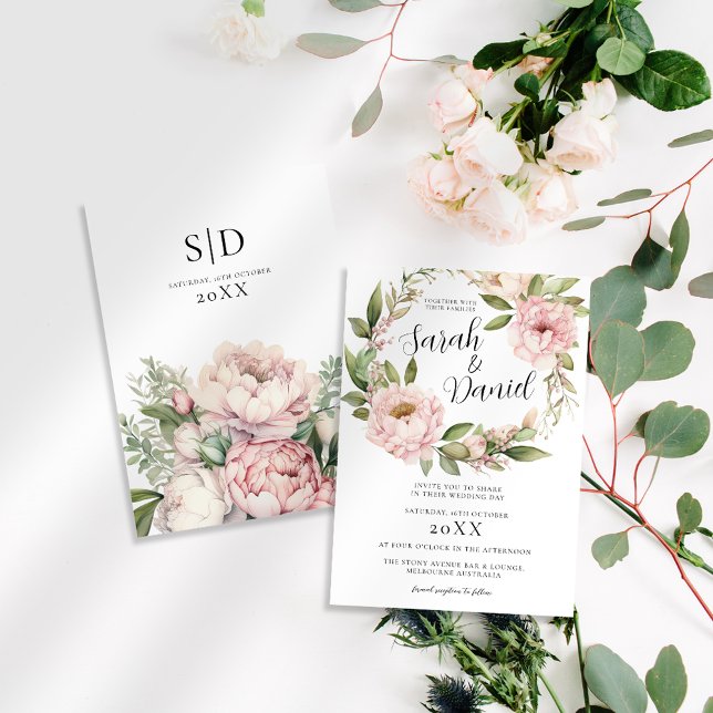 Invitación Boda Elegante Floral Rosa-Rosa (Subido por el creador)