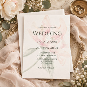 Invitación Boda elegante floral rústica neutral