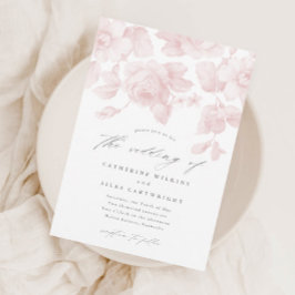 Invitación Boda elegante floral script rosa