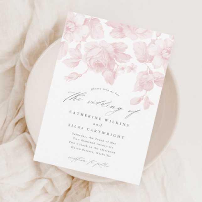 Invitación Boda elegante floral script rosa (Subido por el creador)