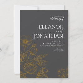 Invitación Boda elegante floral simple minimalista