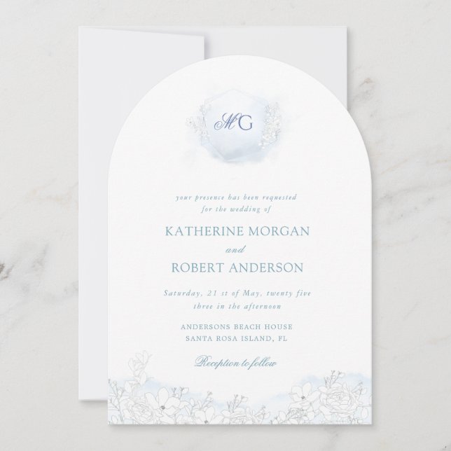 Invitación Boda elegante floral suave en invierno (Anverso)