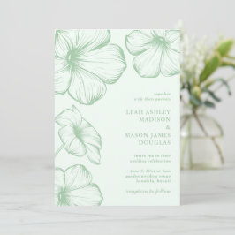 Invitación Boda elegante floral verde Leah Sage