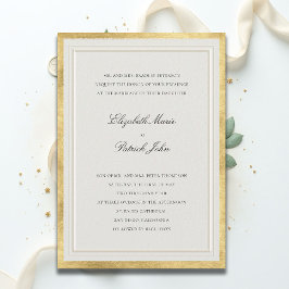 Invitación Boda elegante formal dorada ecru clásica moderna