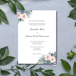 Invitación Boda elegante formal rosa azul turquesa de Rubor