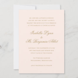 Invitación Boda elegante formal rosada tradicional de Rubor