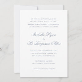 Invitación Boda elegante formal tradicional azul turbio