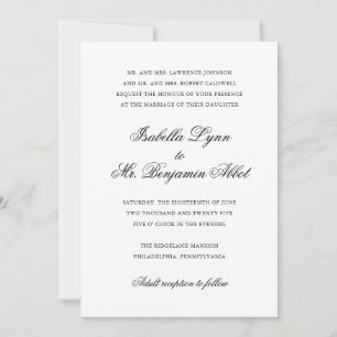 Invitación Boda elegante formal tradicional en blanco y negro