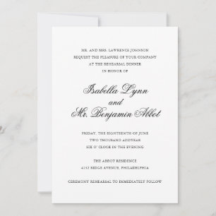 Invitación Boda elegante formal tradicional en blanco y negro