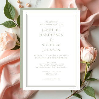 Invitación Boda elegante formal verde salvia