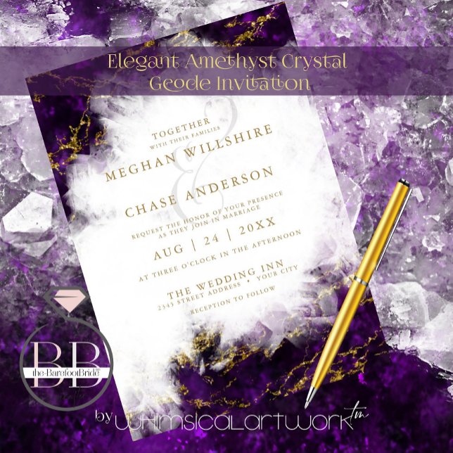 Invitación Boda | Elegante Geodo Ametista Crystal (Subido por el creador)
