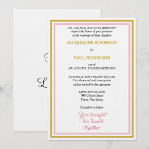 Invitación Boda elegante geométrica rosa dorado