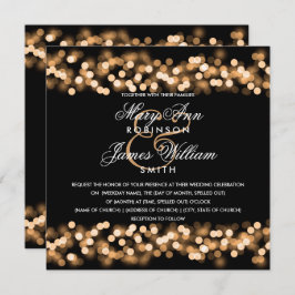Invitación Boda elegante Gold Hollywood Glam
