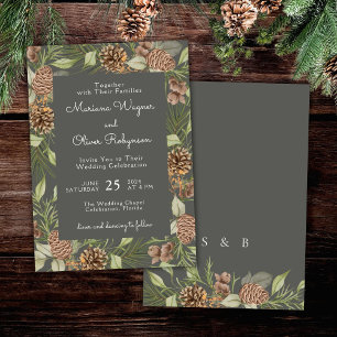 Invitación Boda elegante gris piedra de pino de invierno mode