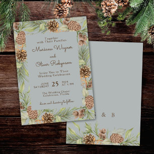 Invitación Boda elegante gris pino invernal moderno