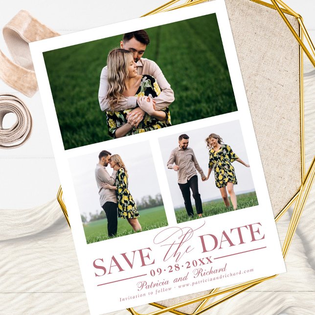 Invitación Boda Elegante Guardar El Collage de fotos Fecha 3 (Subido por el creador)