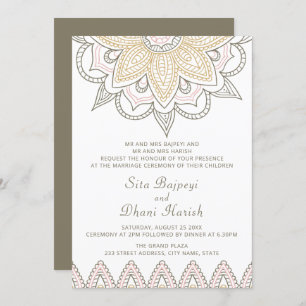 Invitación Boda elegante hindú hindú mehndi