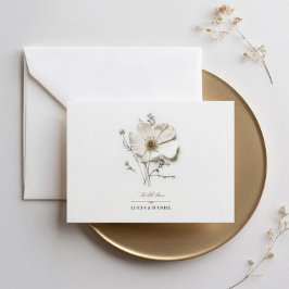 Invitación Boda Elegante horizontal de Flor Silvestre Blanca