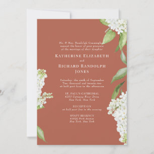 Invitación Boda Elegante Hortensia Blanca Canela IV