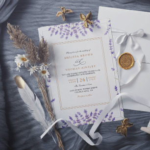 Invitación Boda elegante lavanda acuarela clásica púrpura