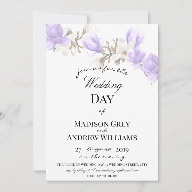Invitación Boda elegante Magnolia Blossom (Anverso)
