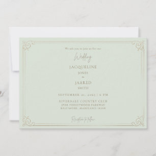 Invitación Boda Elegante Marco de Oro Sage