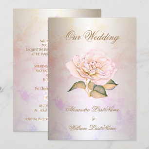 Invitación Boda elegante mármol rosa crema