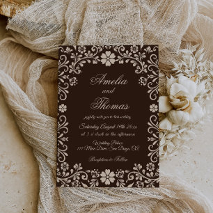 Invitación Boda elegante mexicana de Talavera marrón