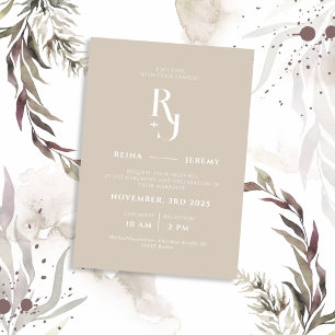 Invitación Boda elegante Minimalista beige