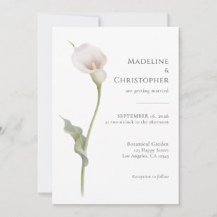 Invitación Boda Elegante Minimalista con Lirio de Calla Blanc