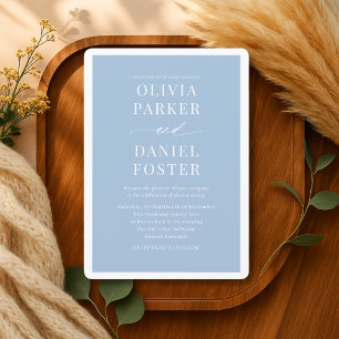 Invitación Boda elegante minimalista de azul polvoriento