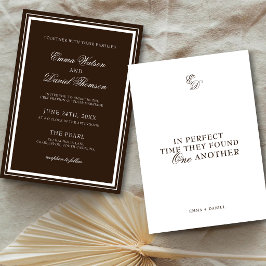 Invitación Boda elegante minimalista de color marrón chocolat