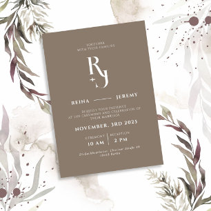 Invitación Boda elegante Minimalista de color marrón oscuro