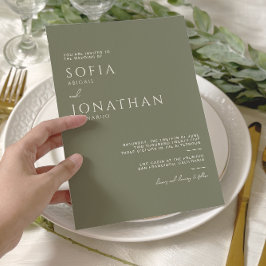 Invitación Boda elegante Minimalista de sabio verde