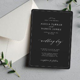Invitación Boda elegante minimalista en blanco y negro