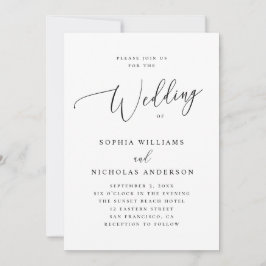 Invitación Boda elegante minimalista en letra script | Clásic