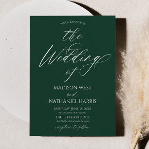 Invitación Boda elegante minimalista esmeralda verde